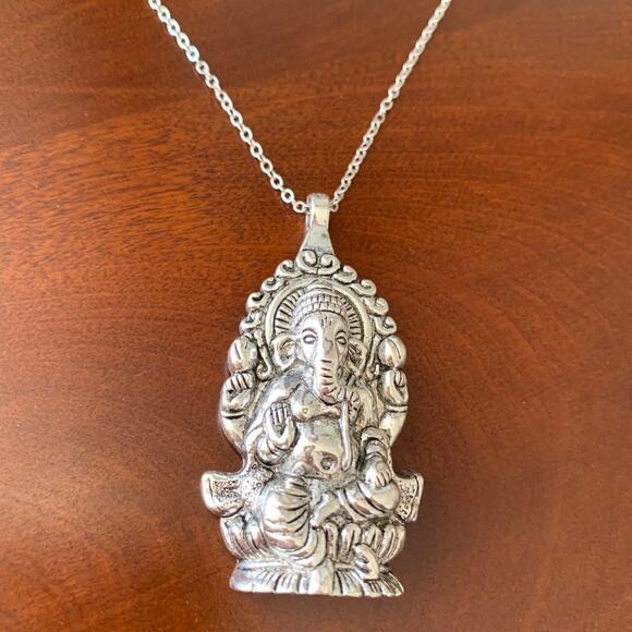 sammscollection Jewelry - Lord Ganesha Pendant Necklace Antique Silver Hindu Elephant God Jewelry